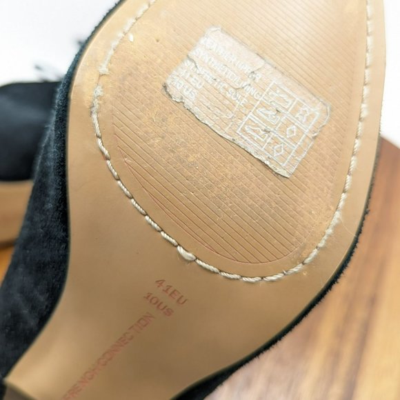 French Connection Dinah Ankle Booties 10 41 Black Suede Lace Up Block Heel Goth - Picture 12 of 13